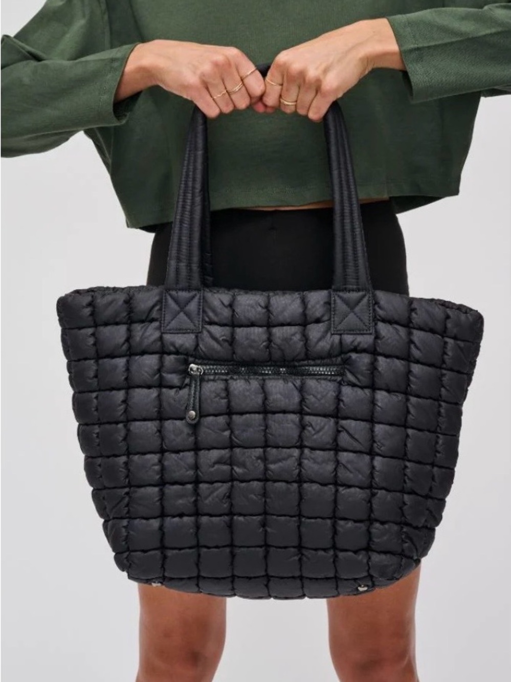 Urban Expressions Black Quilted Puffer Tote - Picture 3 of 11